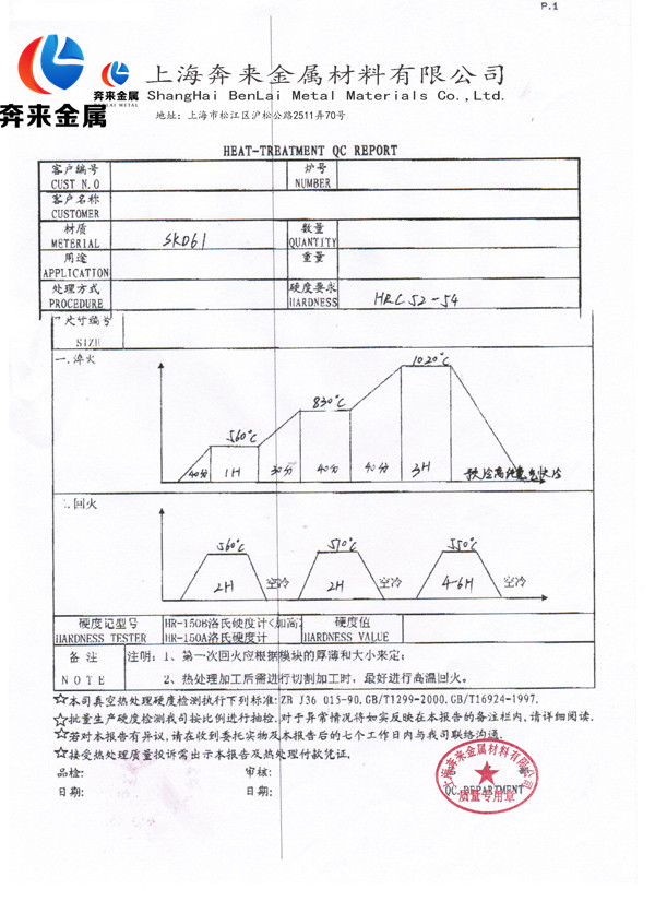 奔来金属热处理报告